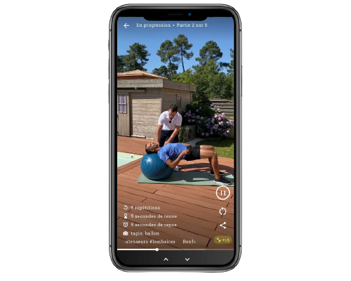 Exercices de renforcement musculaire avec ballon, sur l'application Doado !