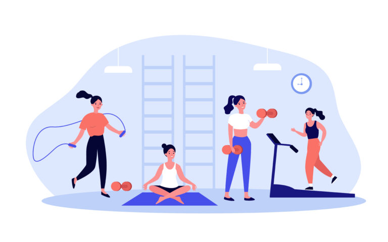 Woman exercising in fitness club or gym