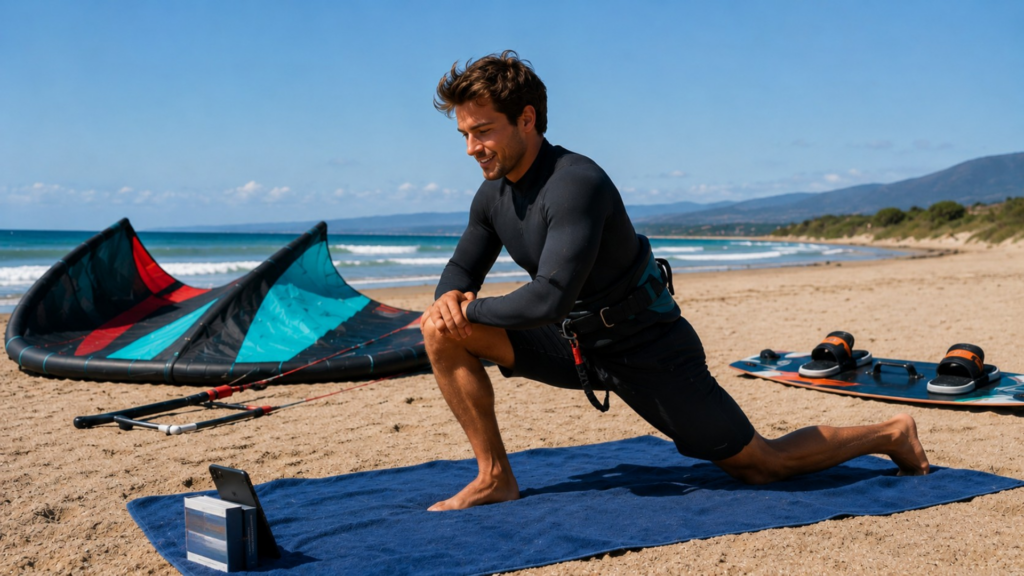 Kitesurf : échauffement Doado avant la pratique